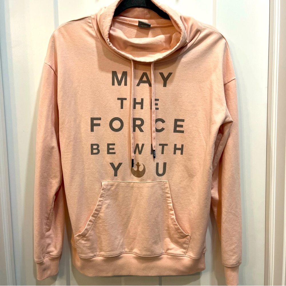Star Wars x Her Universe Pink May The Force Be With You Cowl Neck Hoodie‎ Size M
